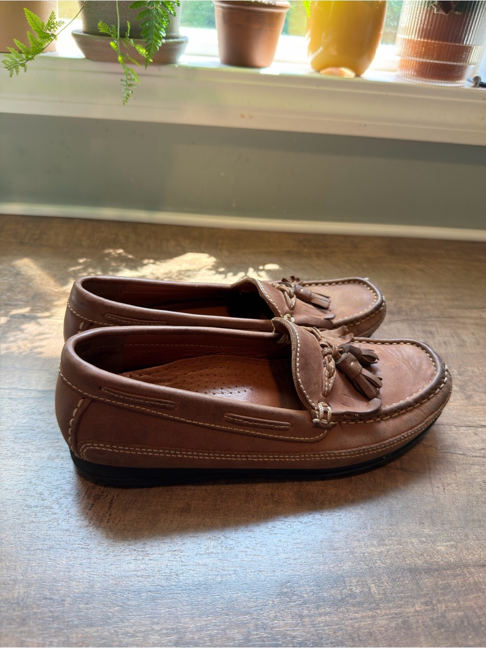 Dockers Men's Brown Leather Tassel Loafers Slip-On Square Toe US 7